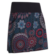 Vishes - Kurzer Damen Baumwoll-Rock Bunt mit Mandalas und Blumen bedruckt schwarz 32-34