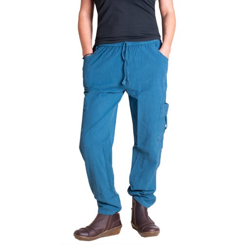 Vishes Unisex bequeme Freizeithose mit Gummibund und Taschen türkis 40-42