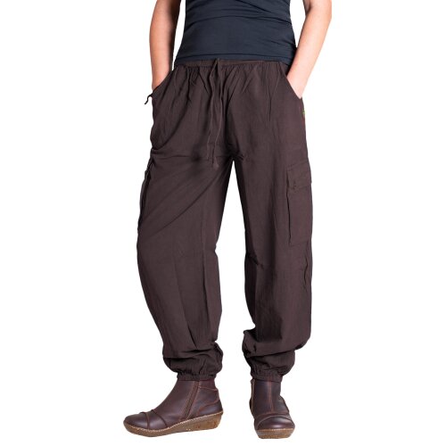 Vishes bequeme Unisex Freizeithose mit Gummibund und Taschen, ideal für Herbst und Frühjahr braun 40-42