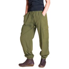 Vishes bequeme Unisex Freizeithose mit Gummibund und Taschen, ideal für Herbst und Frühjahr olive 36-38