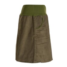 Vishes - Cordrock Damen Knielang Breiter Bund Taschenrock Röcke Cord olive 44-46