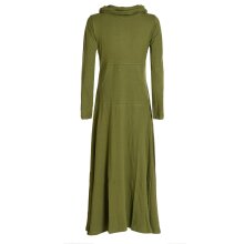 Vishes Damen Maxi-Kleid Baumwolle Casual Rollkragen mit Tasche olive 38-40