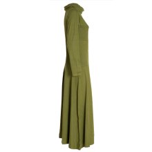 Vishes Damen Maxi-Kleid Baumwolle Casual Rollkragen mit Tasche olive 38-40