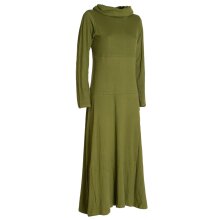 Vishes Damen Maxi-Kleid Baumwolle Casual Rollkragen mit Tasche olive 38-40