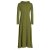 Vishes Damen Maxi-Kleid Baumwolle Casual Rollkragen mit Tasche olive 38-40