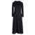 Vishes Damen Maxi-Kleid Baumwolle Casual Rollkragen mit Tasche schwarz 34-36