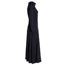 Vishes Damen Maxi-Kleid Baumwolle Casual Rollkragen mit Tasche schwarz 48-50