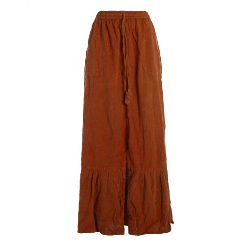 Vishes Damen langer Rock Baumwolle Casual elastischer Bund mit Taschen orange 34-36