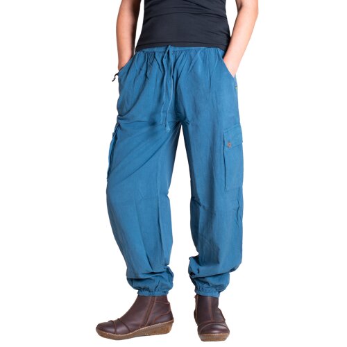 Vishes bequeme Unisex Freizeithose mit Gummibund und Taschen, ideal für Herbst und Frühjahr türkis 36-38