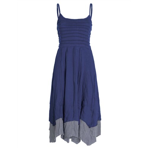 Vishes - Damen Sommer-Kleid längen-verstellbar Spagettiträger-Kleid dunkelblau 42-44