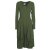Vishes Langes Langarm Damen Kleid Bio-Baumwolle Einfarbig mit Schnürung V-Ausschnitt olive 36