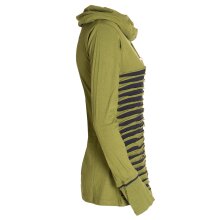 Vishes Cutwork Sweater aus Baumwolle mit Kragen olive-schwarz 40