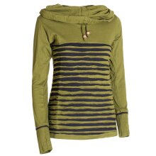 Vishes Cutwork Sweater aus Baumwolle mit Kragen olive-schwarz 40