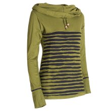 Vishes Cutwork Sweater aus Baumwolle mit Kragen olive-schwarz 40