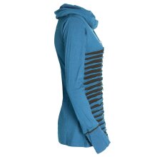 Vishes Cutwork Sweater aus Baumwolle mit Kragen türkis-schwarz 34-36