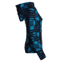 Vishes - Damen Patchwork Jacke Blumen-Sweatjacke Hippie-Jacke Kapuzenjacke schwarz-türkis 42