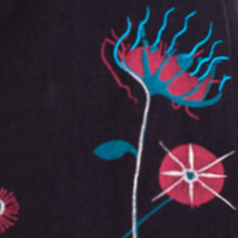 Vishes - Damen Blumen-Kleid Baumwollkleid Langarm-Shirtkleid Schal-Kragen schwarz 34-36