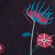 Vishes - Damen Blumen-Kleid Baumwollkleid Langarm-Shirtkleid Schal-Kragen schwarz 50