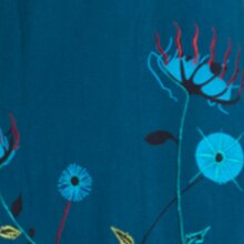 Vishes - Damen Blumen-Kleid Baumwollkleid Langarm-Shirtkleid Schal-Kragen türkis 42