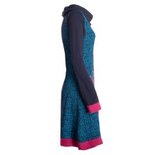 Vishes - Damen Schal-Kragen Mandala-Kleid Langarm-Shirtkleid Baumwollkleid schwarz 44