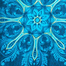 Vishes - Damen Schal-Kragen Mandala-Kleid Langarm-Shirtkleid Baumwollkleid türkis 40