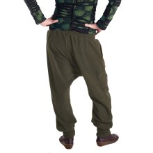 Vishes - Warme Hose Damen oder Herren Haremshose ECO Fleecehose Thermohose olive