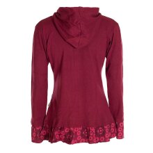 Vishes - Damen Sommerjacke Blumen-Strickjacke Elfenjacke Kapuzi Rüschen dunkelrot 36