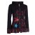 Vishes - Damen Sommerjacke Blumen-Strickjacke Elfenjacke Kapuzi Rüschen schwarz 38