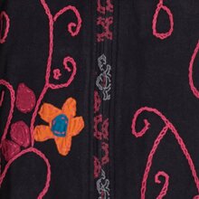 Vishes - Damen Sommerjacke Blumen-Strickjacke Elfenjacke Kapuzi Rüschen schwarz 40