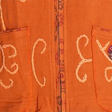 Vishes - Damen Sommerjacke Blumen-Strickjacke Elfenjacke Kapuzi Rüschen dunkel-orange 44