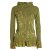 Vishes - Damen Sommerjacke Blumen-Strickjacke Elfenjacke Kapuzi Rüschen olive 38-40