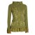 Vishes - Damen Sommerjacke Blumen-Strickjacke Elfenjacke Kapuzi Rüschen olive 38-40