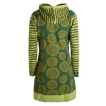 Vishes - Damen Blumen Mandala Jersey-Mantel Hippiemantel Kapuzenmantel olive 36-38