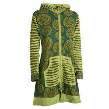 Vishes - Damen Blumen Mandala Jersey-Mantel Hippiemantel Kapuzenmantel olive 38