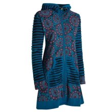 Vishes - Damen Blumen Mandala Jersey-Mantel Hippiemantel Kapuzenmantel schwarz 50