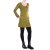 Vishes - Leichtes Langarmshirt-Kleid Damen Langarm Kleider 70er 80er retro olive 32-34