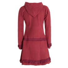 Vishes Damen lange Fleecejacke Fleecemantel Übergangsjacke weiches Fleece dunkelrot 50-52