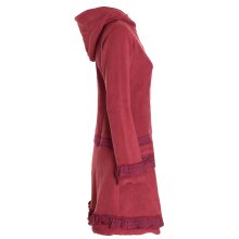 Vishes Damen lange Fleecejacke Fleecemantel Übergangsjacke weiches Fleece dunkelrot 50-52