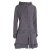 Vishes Damen lange Fleecejacke Fleecemantel Übergangsjacke weiches Fleece grau 34-36