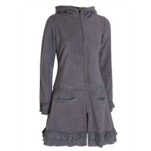 Vishes Damen lange Fleecejacke Fleecemantel Übergangsjacke weiches Fleece grau 36