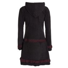 Vishes Damen lange Fleecejacke Fleecemantel Übergangsjacke weiches Fleece schwarz 38