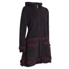 Vishes Damen lange Fleecejacke Fleecemantel Übergangsjacke weiches Fleece schwarz 38