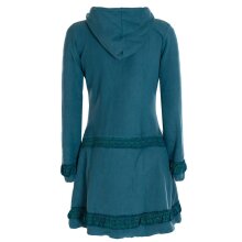 Vishes Damen lange Fleecejacke Fleecemantel Übergangsjacke weiches Fleece türkis 46-48