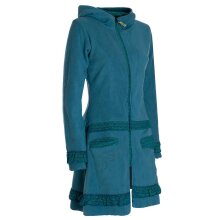Vishes Damen lange Fleecejacke Fleecemantel Übergangsjacke weiches Fleece türkis 50-52
