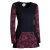 Vishes Longshirt Damen Langarm Tunika Mandala Print Baumwolle schwarz 38-40