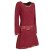 Vishes - Extra warmes Winterkleid Damen Langarm Kleider Sweatkleid Fleece dunkelrot 38-40