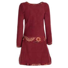 Vishes - Extra warmes Winterkleid Damen Langarm Kleider Sweatkleid Fleece dunkelrot 44