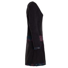 Vishes - Extra warmes Winterkleid Damen Langarm Kleider Sweatkleid Fleece schwarz 44