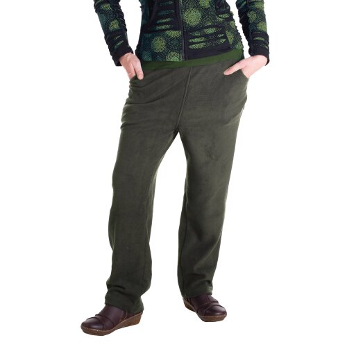 Vishes - Warme Damen Hose Winterhose Haremshose ECO Fleecehose Thermohose olive 40-42