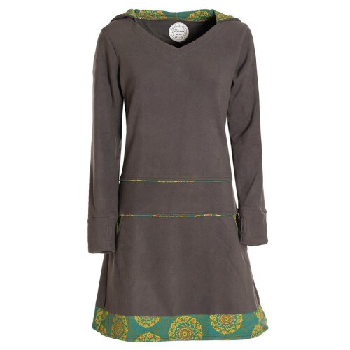 Vishes Fleecekleid Damen Kapuze Langarm Mandala Saum Fleece Taschen